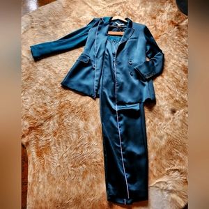 Veronica Beard Emerald Green Satin Suit